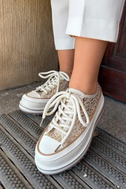 Trampki Damskie Na Masywnej Platformie S.Barski BF51-101 Beżowe