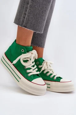 Trampki Damskie Na Platformie Zielone Aineri