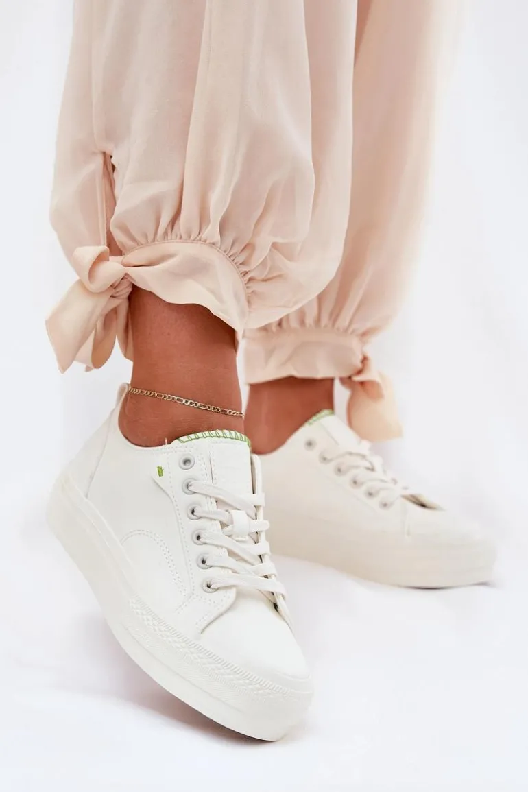 Trampki Damskie Na Platformie Z Eko Skóry Big Star RR274A295 Białe