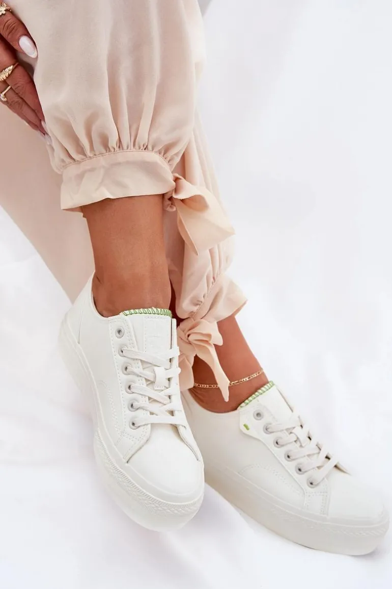 Trampki Damskie Na Platformie Z Eko Skóry Big Star RR274A295 Białe