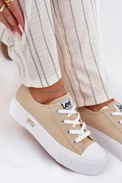 Trampki Damskie Na Platformie LEE ISLA C WOMEN LOW 50251001 Beżowe