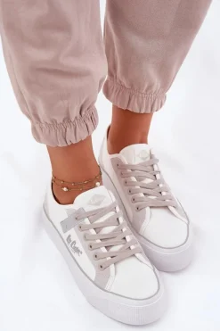 Trampki Damskie Na Platformie Lee Cooper LCW-25-31-3479L Biało-Szare