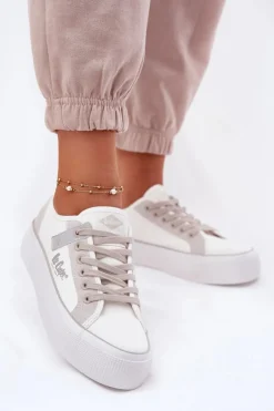 Trampki Damskie Na Platformie Lee Cooper LCW-25-31-3479L Biało-Szare