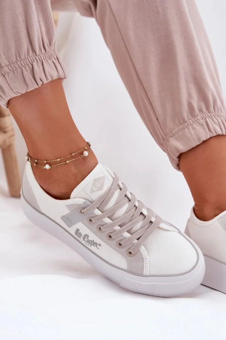 Trampki Damskie Na Platformie Lee Cooper LCW-25-31-3479L Biało-Szare