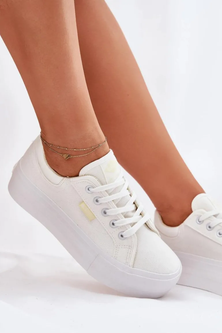 Trampki Damskie Na Platformie Lee Cooper LCW-25-31-3450L Białe