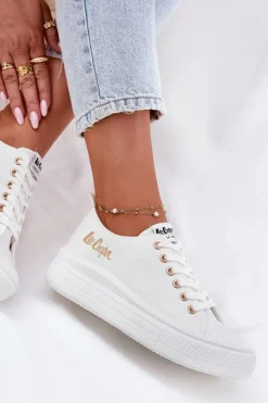 Trampki Damskie Na Platformie Lee Cooper LCW-24-44-2462L Białe