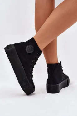 Trampki Damskie Na Platformie Big Star RR274742 Czarne