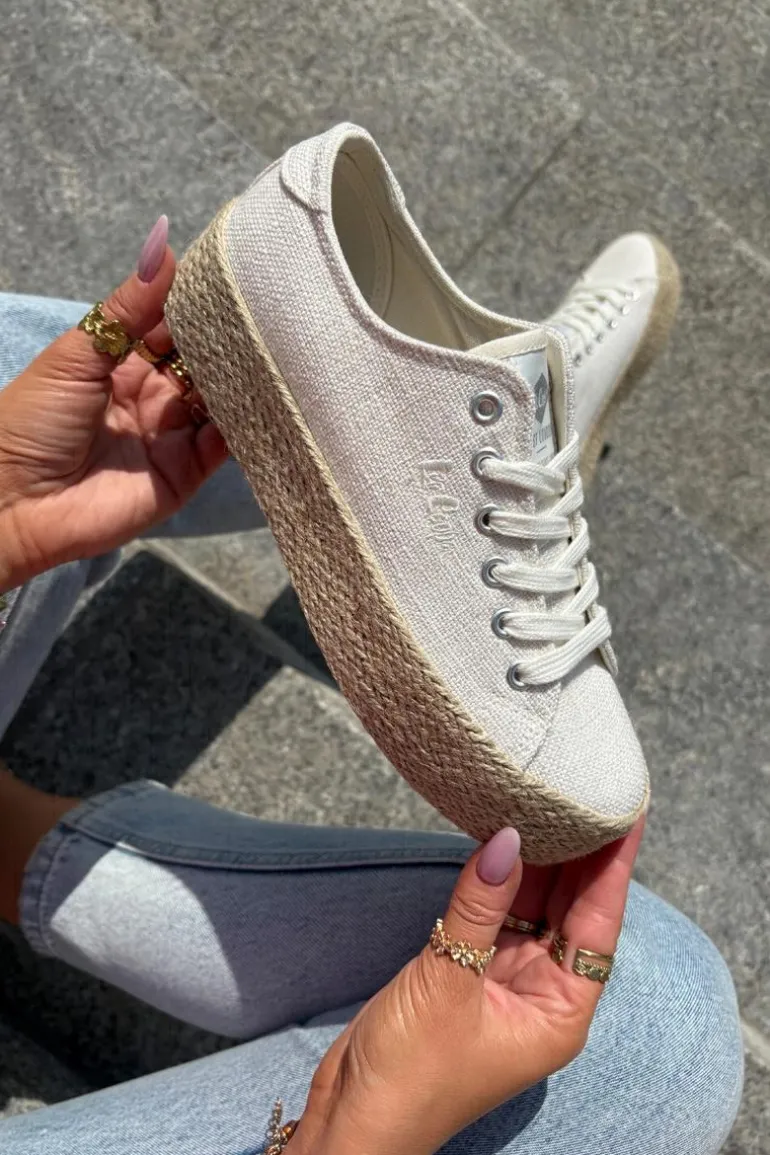 Trampki Damskie Na Platformie Z Plecionką Lee Cooper LCW-25-02-3284 Jasnobeżowe