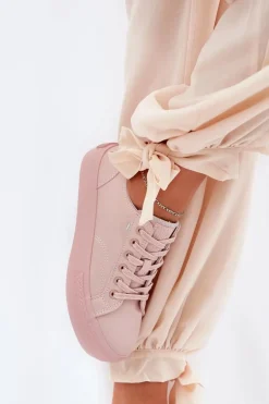 Trampki Damskie Na Platformie Z Eko Skóry Big Star RR274A294 Różowe