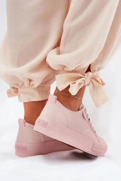 Trampki Damskie Na Platformie Z Eko Skóry Big Star RR274A294 Różowe