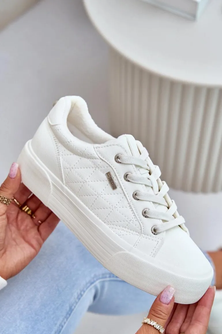 Trampki Damskie Na Platformie Ocieplane Big Star OO274A464 Białe