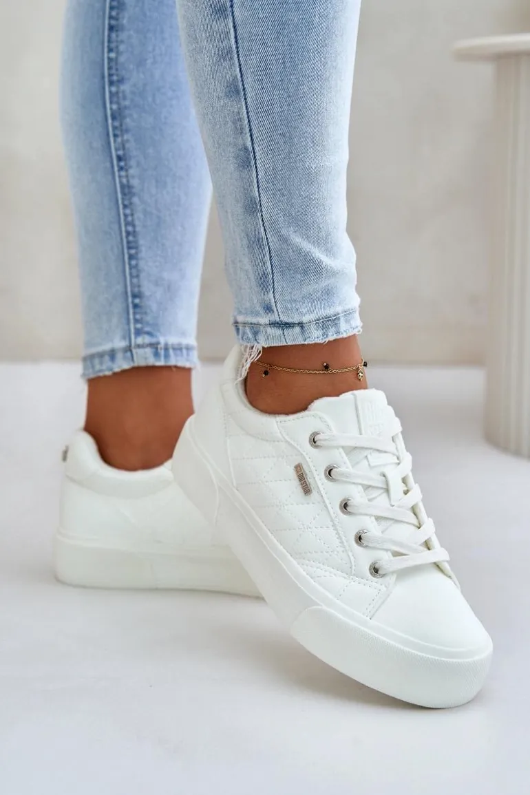 Trampki Damskie Na Platformie Ocieplane Big Star OO274A464 Białe