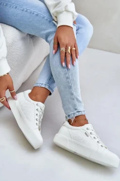 Trampki Damskie Na Platformie Ocieplane Big Star OO274A464 Białe