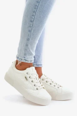 Trampki Damskie Na Platformie Ocieplane Big Star OO274A464 Białe