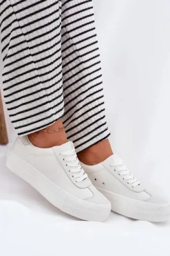 Trampki Damskie Na Platformie Big Star RR274337 Białe