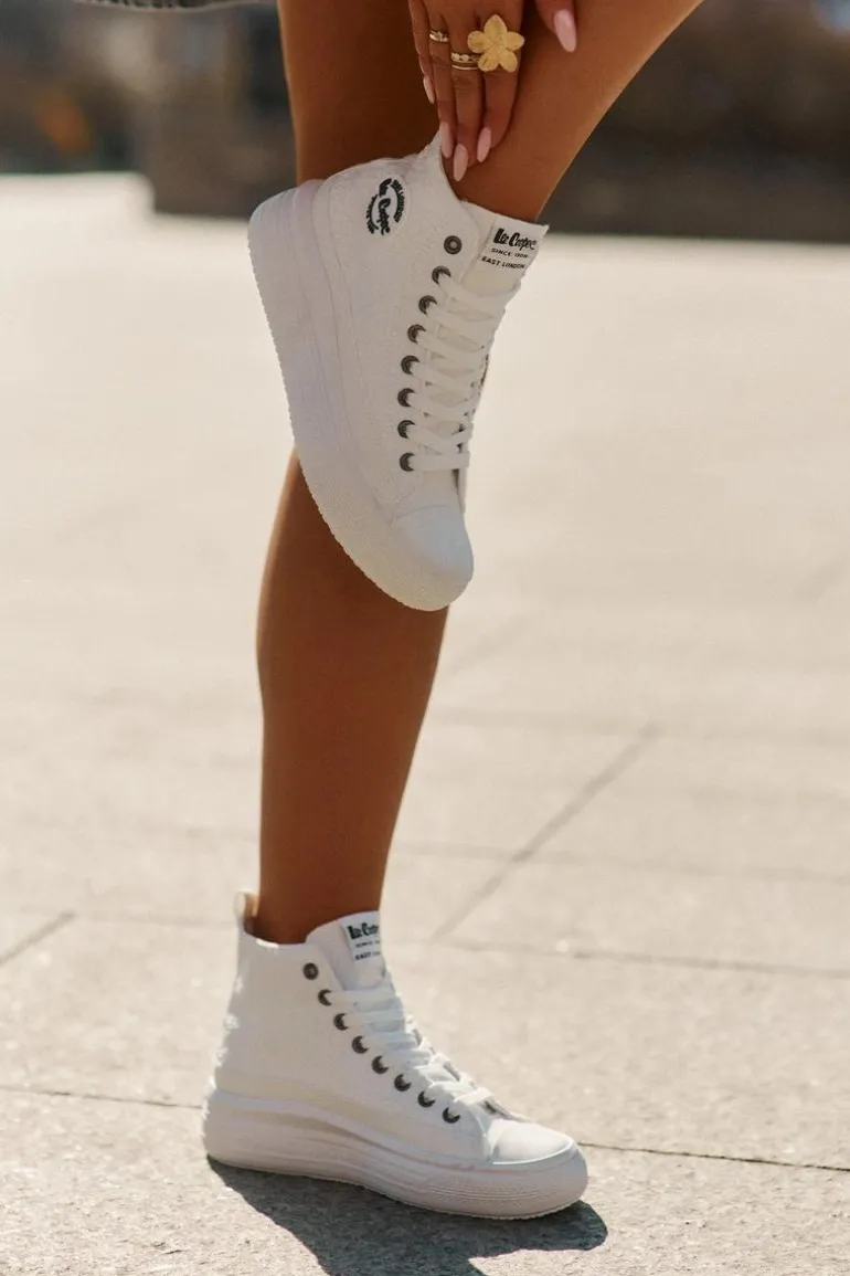 Trampki Damskie Na Platformie Lee Cooper LCW-25-44-3209L Biale