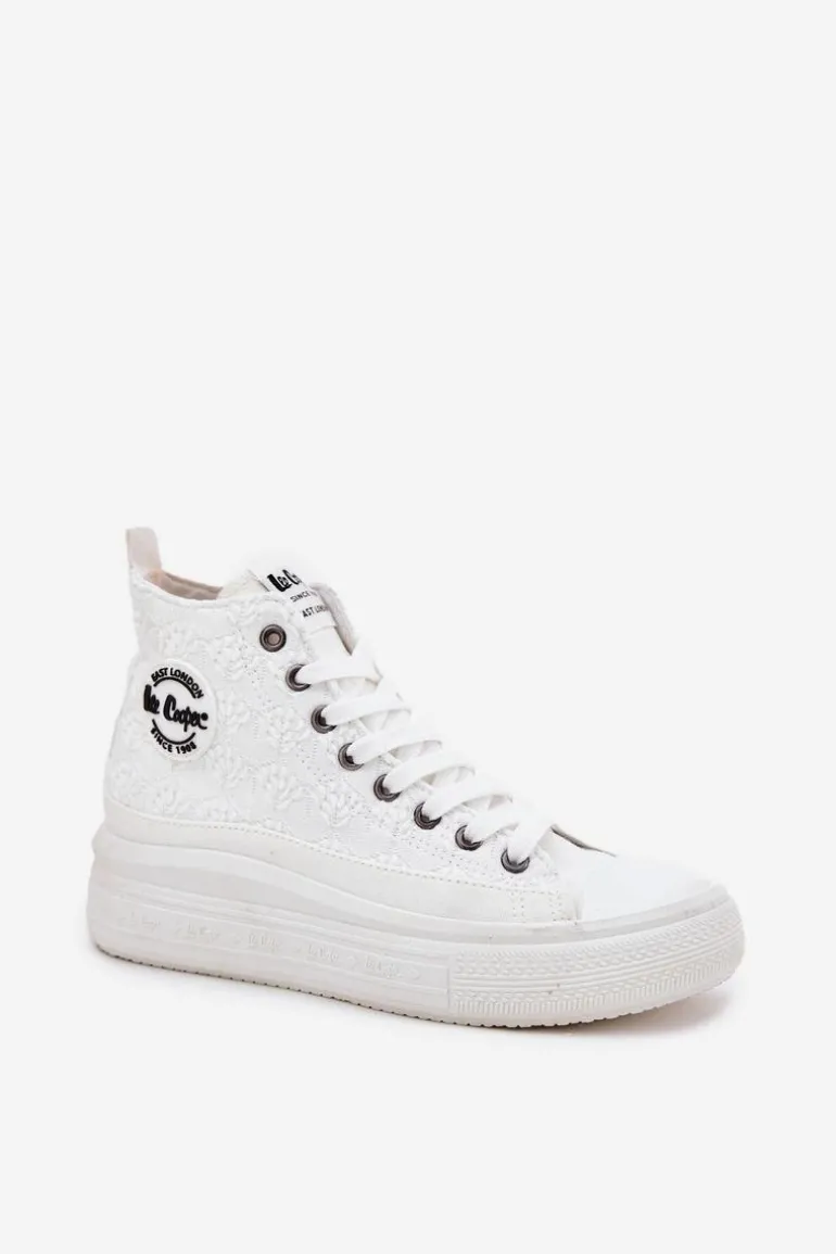Trampki Damskie Na Platformie Lee Cooper LCW-25-44-3209L Biale