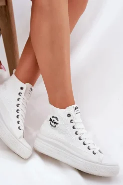 Trampki Damskie Na Platformie Lee Cooper LCW-25-44-3209L Biale