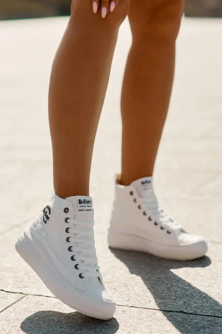 Trampki Damskie Na Platformie Lee Cooper LCW-25-44-3209L Biale