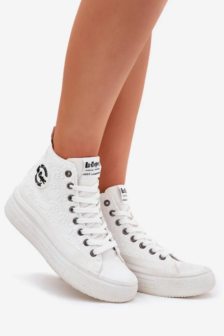 Trampki Damskie Na Platformie Lee Cooper LCW-25-44-3209L Biale