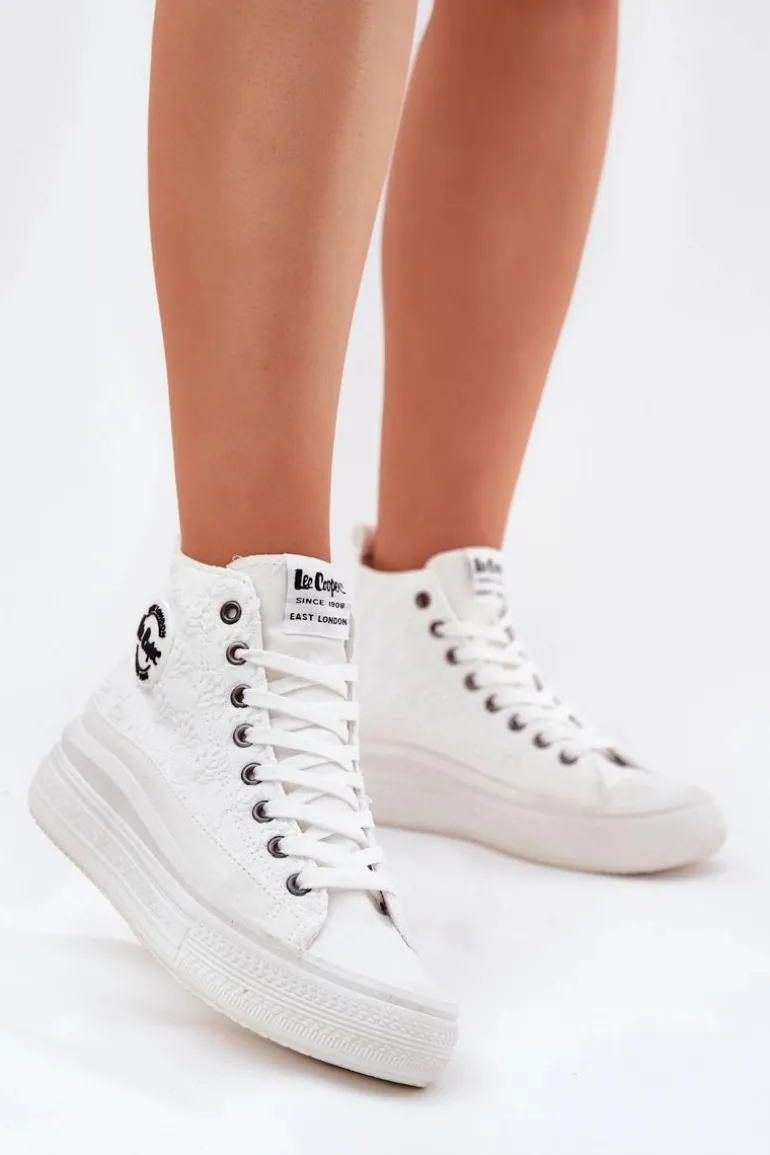 Trampki Damskie Na Platformie Lee Cooper LCW-25-44-3209L Biale
