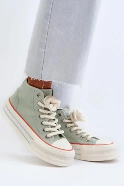 Trampki Damskie Na Platformie Miętowe Aineri