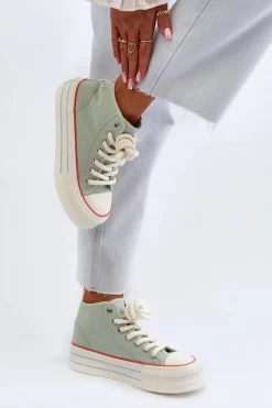 Trampki Damskie Na Platformie Miętowe Aineri