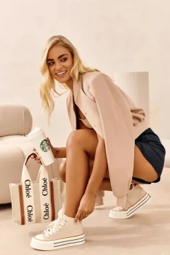 Trampki Damskie Na Platformie Beżowe Aineri