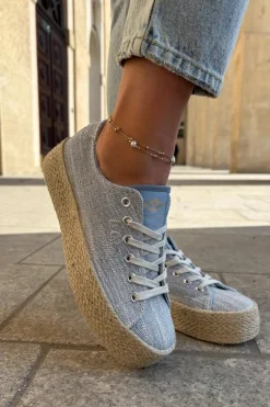 Trampki Damskie Na Platformie Z Plecionką Lee Cooper LCW-25-02-3283 Niebieskie