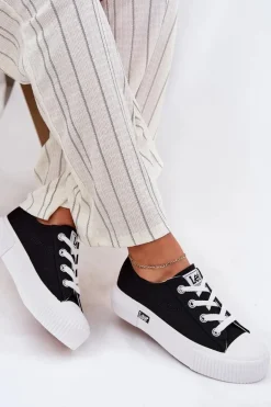 Trampki Damskie Na Platformie LEE ISLA C WOMEN LOW 50251001 Czarne