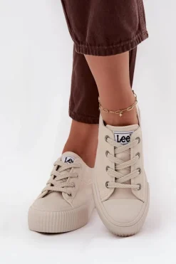 Trampki Damskie Na Platformie LEE ISLA C WOMEN LOW 50253001.35E Beżowe