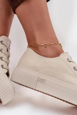 Trampki Damskie Na Platformie LEE ISLA C WOMEN LOW 50253001.35E Beżowe