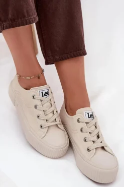 Trampki Damskie Na Platformie LEE ISLA C WOMEN LOW 50253001.35E Beżowe