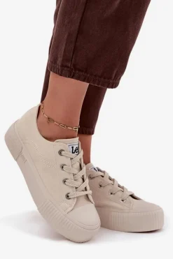 Trampki Damskie Na Platformie LEE ISLA C WOMEN LOW 50253001.35E Beżowe