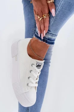 Trampki Damskie Na Platformie LEE ISLA C WOMEN LOW 50251001 Białe