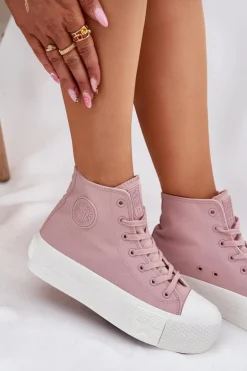 Trampki Damskie Na Platformie Big Star RR274739 Różowe