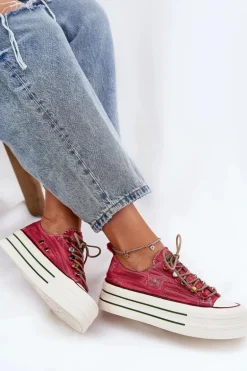 Trampki Damskie Na Platformie GOE RR2N4104 Czerwone