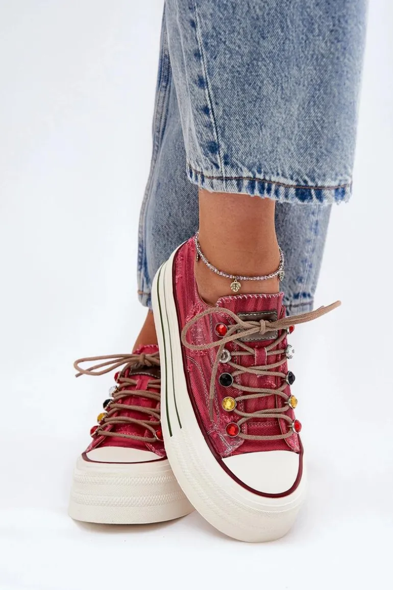 Trampki Damskie Na Platformie GOE RR2N4104 Czerwone