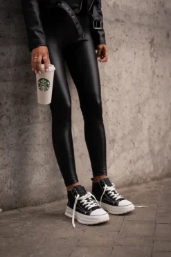 Trampki Damskie Na Platformie Eko Skórzane Big Star OO274063 Czarne