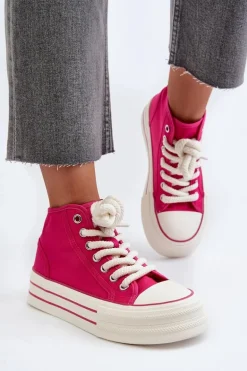 Trampki Damskie Na Platformie Fuksja Aineri