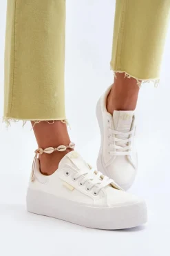 Trampki Damskie Na Platformie Lee Cooper LCW-24-31-2179 Białe