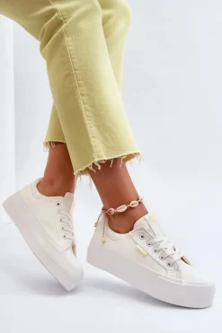 Trampki Damskie Na Platformie Lee Cooper LCW-24-31-2179 Białe