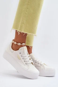 Trampki Damskie Na Platformie Lee Cooper LCW-24-31-2179 Białe