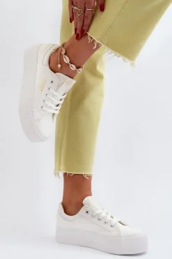 Trampki Damskie Na Platformie Lee Cooper LCW-24-31-2179 Białe