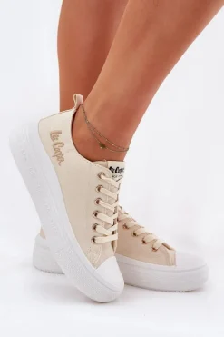 Trampki Damskie Na Platformie Lee Cooper LCW-24-44-2464L Beżowe