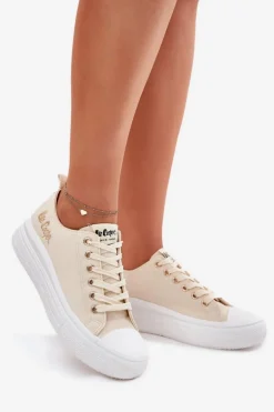 Trampki Damskie Na Platformie Lee Cooper LCW-24-44-2464L Beżowe