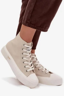 Trampki Damskie Na Platformie LEE 50253002.35E ISLA WOMEN MID Beżowe