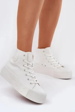 Trampki Damskie Na Platformie Big Star RR274743 Białe