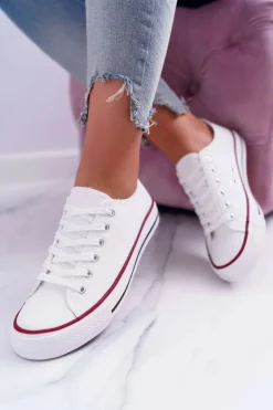Trampki Damskie Niskie Materiałowe Białe FreeTime