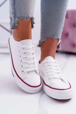 Trampki Damskie Niskie Materiałowe Białe FreeTime